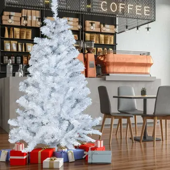 

2.1M 1000 Tips 7ft Encryption White Artificial Christmas Tree With Iron Base New Year Gifts Xmas Decorations for Indoor Outdoor