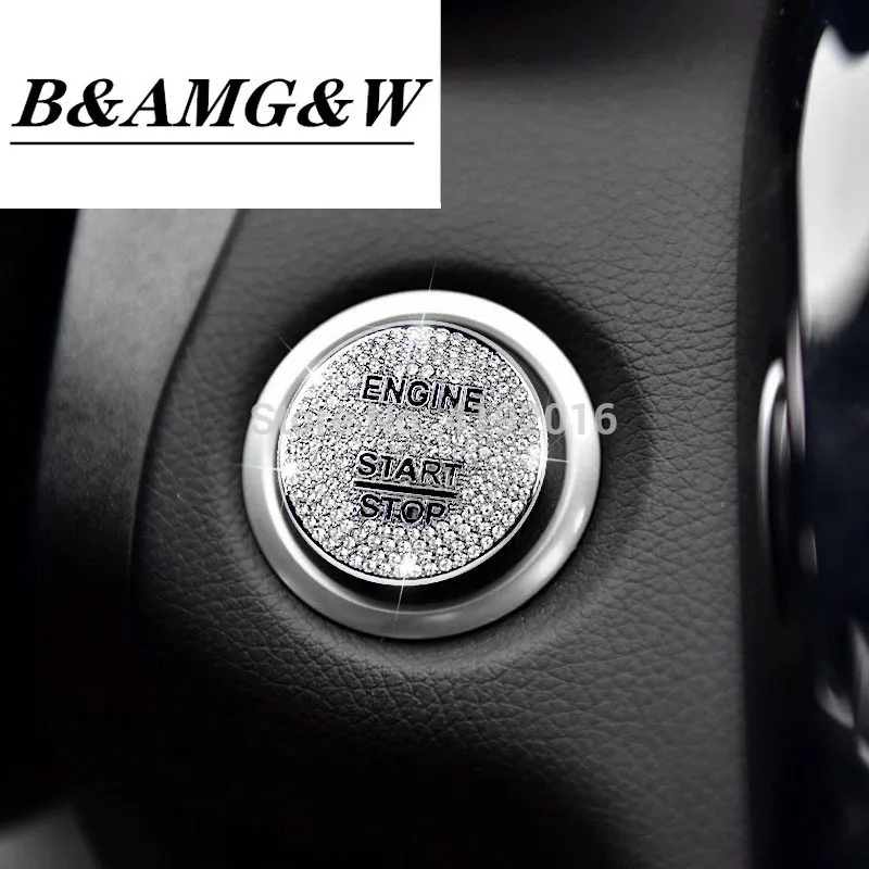 

For Mercedes Benz AMG A B C GLC GLA CLA ML Class W176 W246 W205 X253 X156 C117 Engine Start Stop Ignition Key Ring Diamond Trim