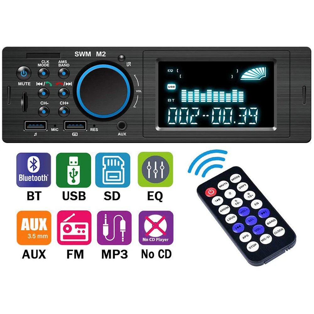1 Din автомобильный стерео MP3 музыкальный плеер fm радио Bluetooth 4 0 Поддержка tf карты AUX