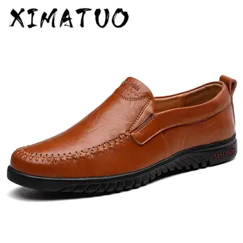 

Loafers Men Shoes Breathable Comfortable Genuine Leather Flats Spring Summer Fashion Casual Shoes Man Plus Size 38-47