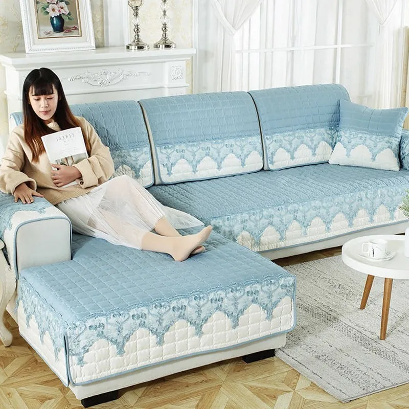 

European Style Four Seasons Universal Plush Solid Wood Fabric Sofa Cushion Packaged Combination Anti-slip All Edges Included Cas