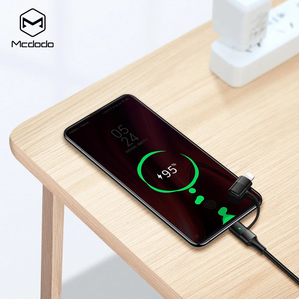 MCDODO 2в1 кабель USB type C для iPhone XS MAX XR X 8 7 Plus быстрое зарядное устройство шнур QC 4 0 Samsung