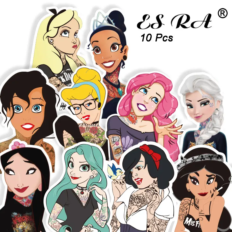 

10 Pcs/Set Pegatinas Lugguage Stickers Set Cool Girls Princess Decal for Kids Room Laptop Suitcase Pitcher Guitar Journal Decor