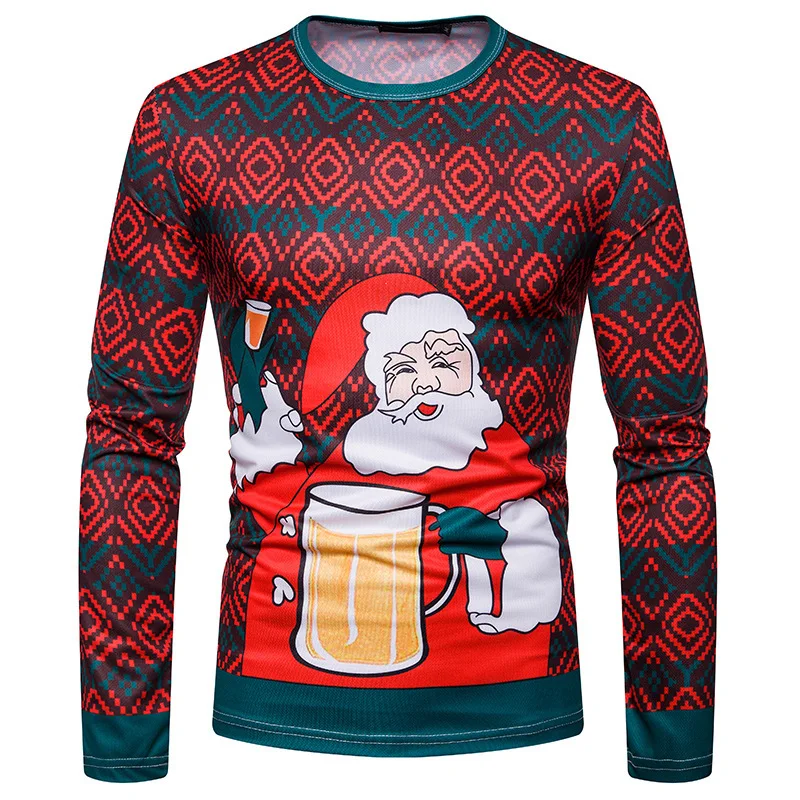 

2019 New Arrival Christmas Print Long Sleeve T-shirt