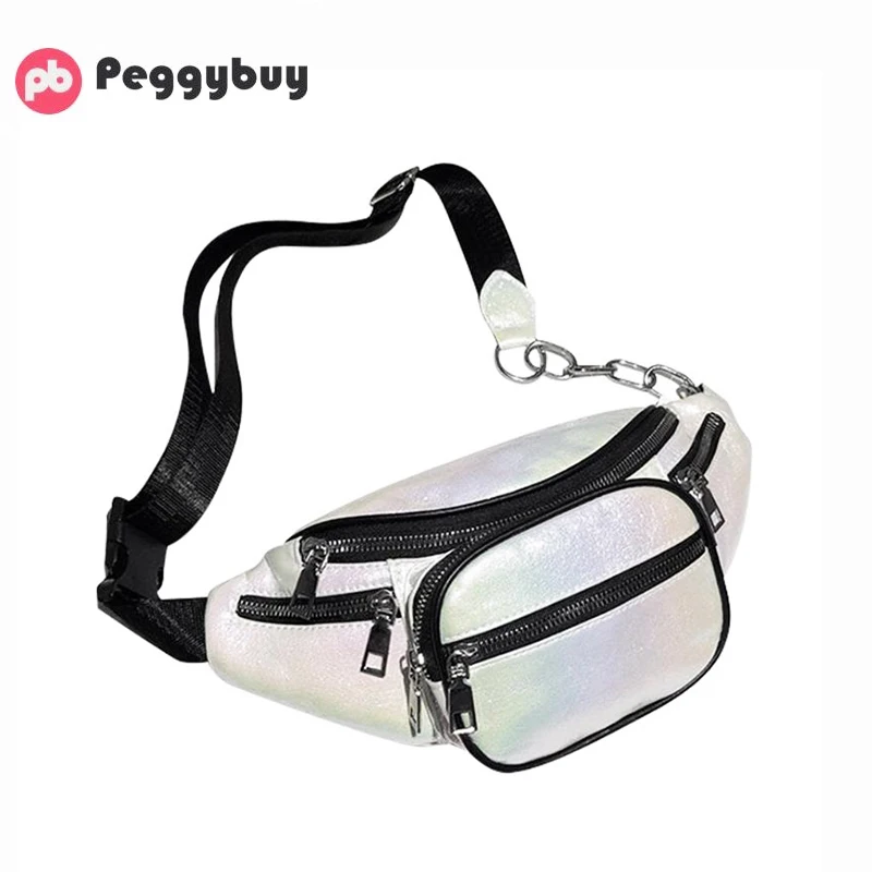 

Laser Crossbody Chest Bag Large Capacity Women Leather Shoulder Waist Bags Large Capacity Women Waist Bag Travel Shiny Fanny Bag
