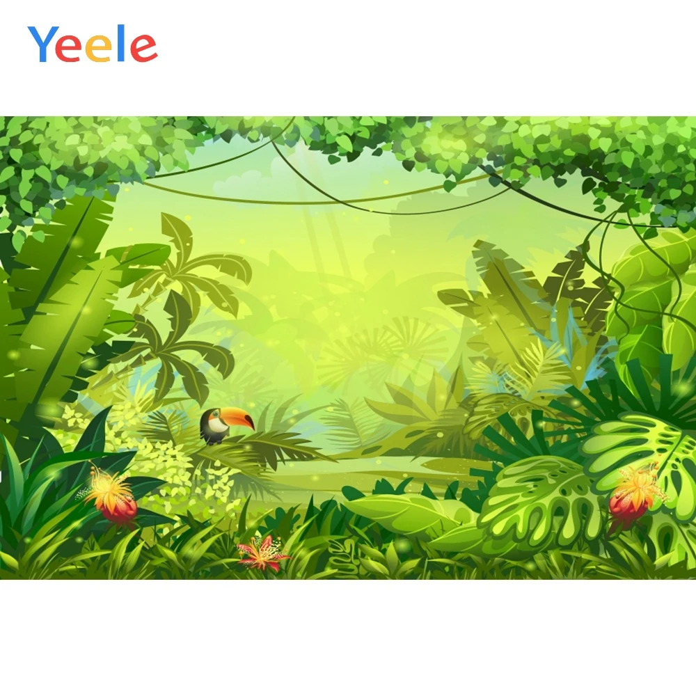 

Yeele Tropical Plants Leaves Grass Jungle Party Baby Photography Backgrounds Customized Photographic Backdrops for Photo Studio