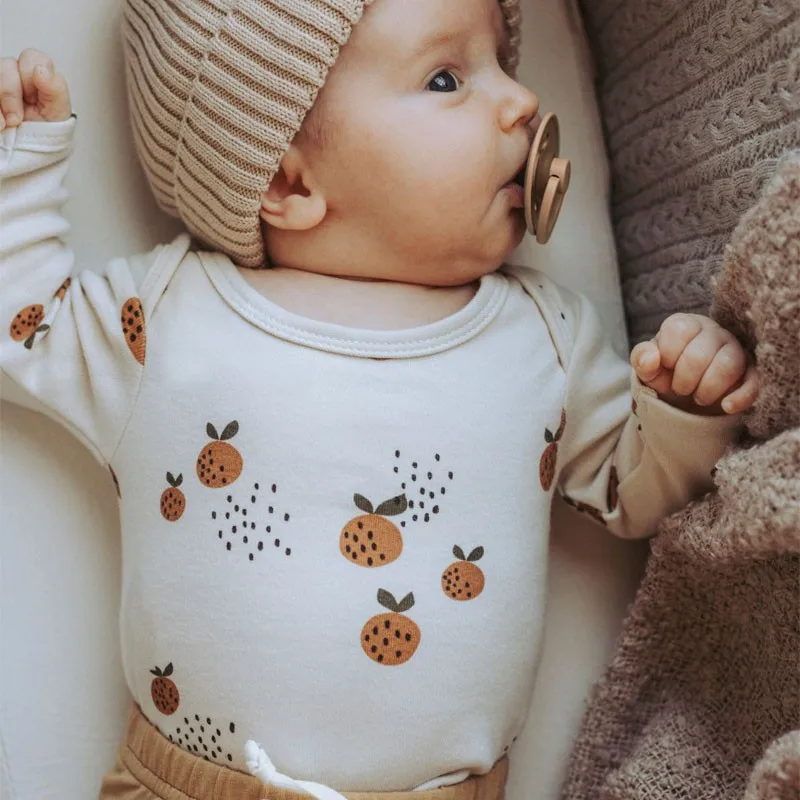 New Born Baby Girls Onesie Little Clementine Bodysuit Infant Kids Boys Long Sleeve Cotton Twins One Piece Baby Clothes 0-24M baby bodysuit baby clothing
