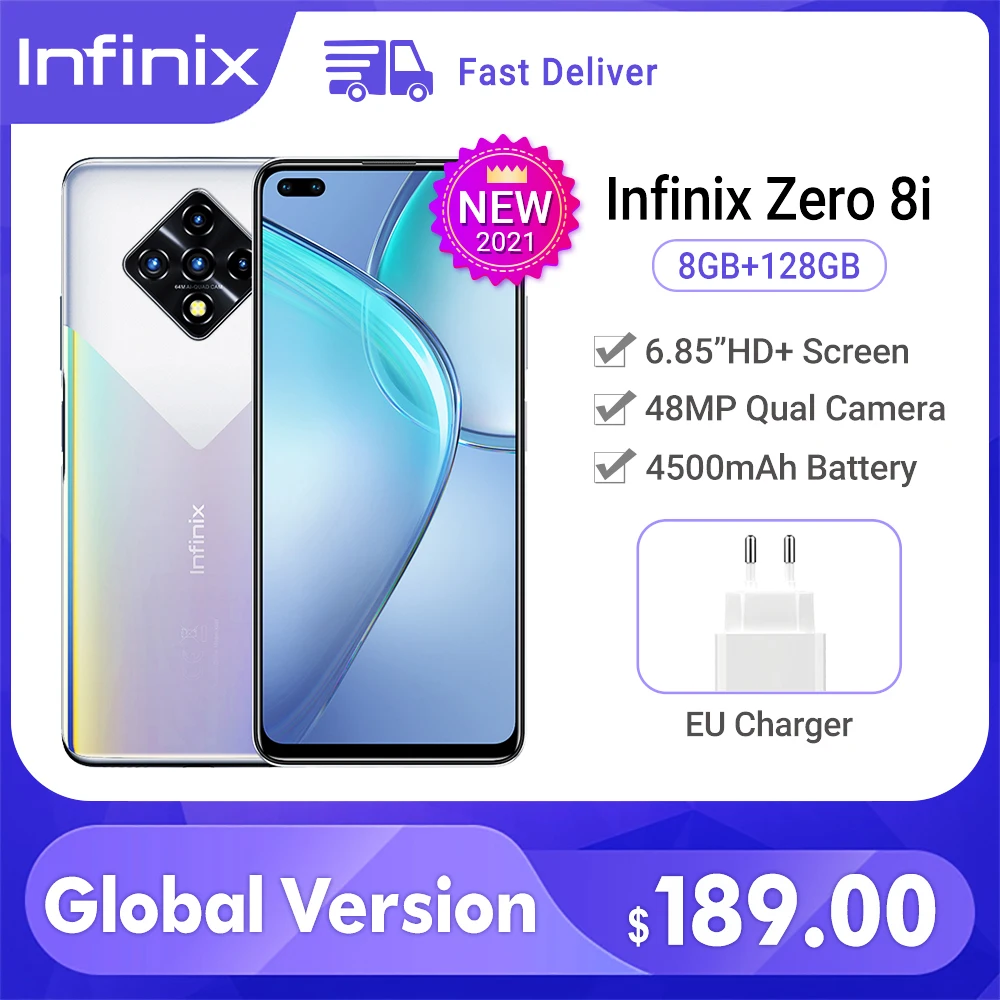 Infinix Zero 8i глобальная Версия 8GB 128GB 6,85 FHD 90Hz Full Screen 48MP Quad Camera 4500mAh аккумулятор дешевые мобильные телефоны Infinix Zero 8i глобальная Версия 8GB 128GB 6,85 FHD 90Hz Full Screen 48MP Quad Camera 4500mAh аккумулятор дешевые мобильные телефоны