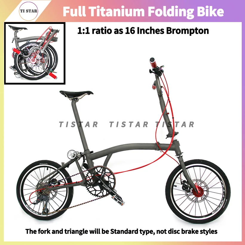 Titanium Folding Bike 1:1 Ratio as Brompton External 6-speed V Brake Full Ti Frame Superlight Bicycle Can Customize CHPT3 | Спорт и