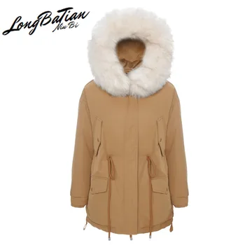 

jacket women's winter big fur collar hodded parkas woman 20%white duck down jackets female long coats casaco TN247