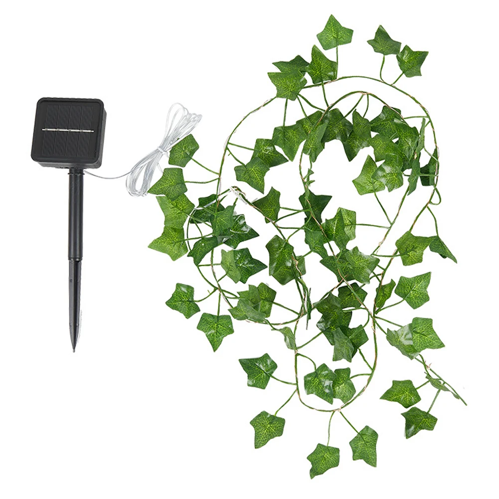 Solar Ivy String Lights, 50/100LED Artificial Maple Leaf String Lights Vine Hanging Garland Fairy Lights use for Garden  Decor cheap solar lights