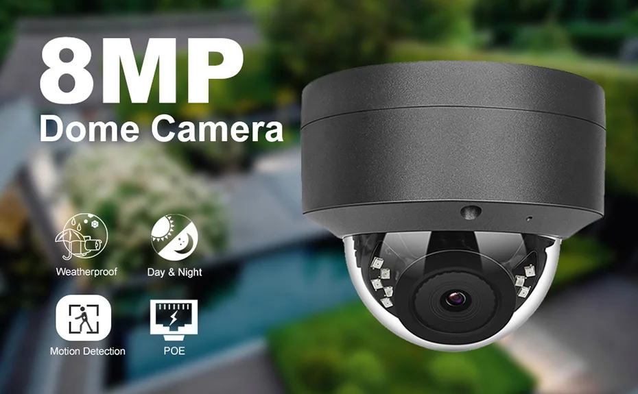 UniLook (Hikvision совместимый) 8MP POE, купольная ip-камера безопасности ONVIF совместимая наружная влагостойкая ночного видения IR30m IPC-D280G