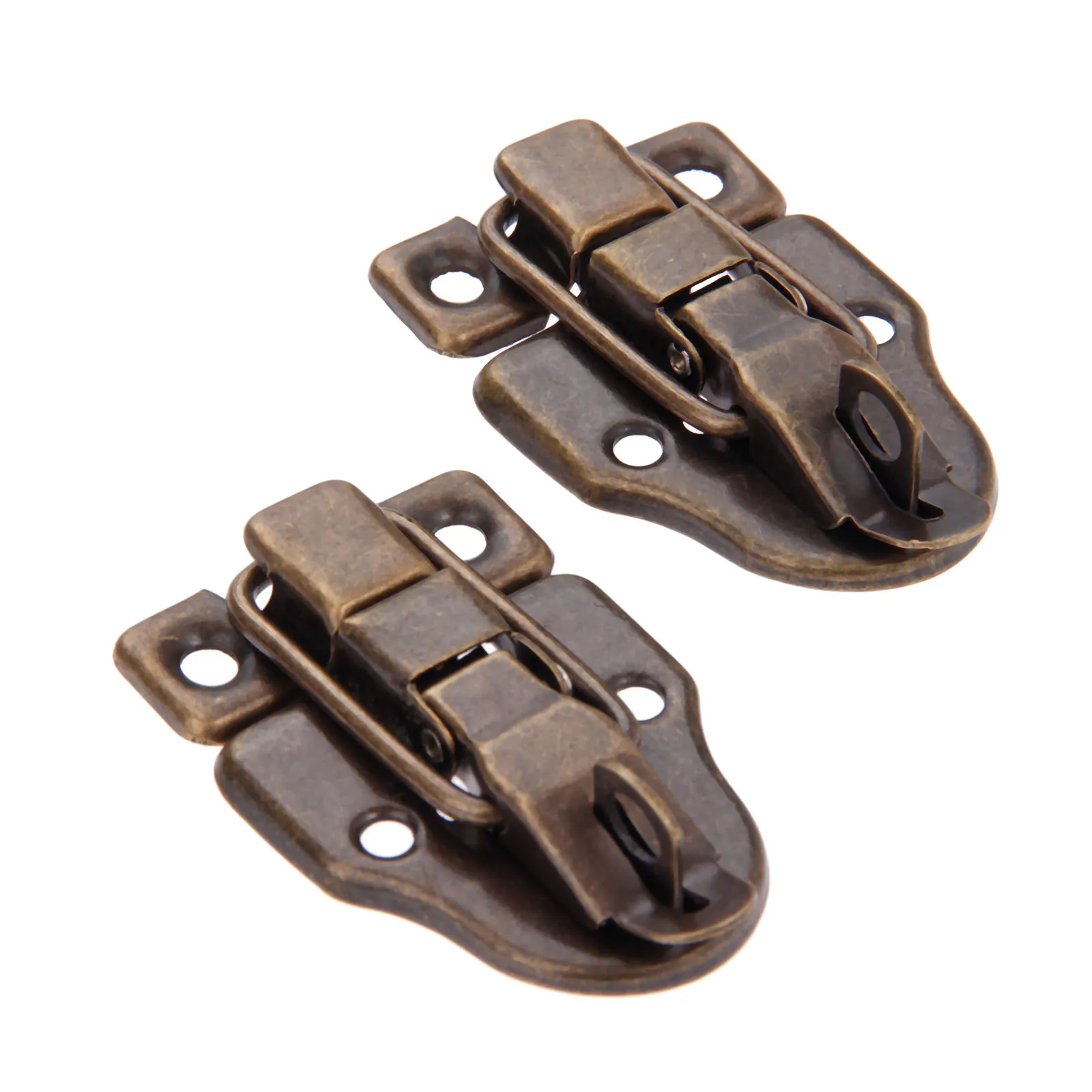 Jewelry box hasps Decorative latches Furniture hardware 2pcs Antique Bronze Box Latch Hasps Decorative Drawer Suitcases Jewelry Wood Case Iron Buckle Clasp 59*40mm