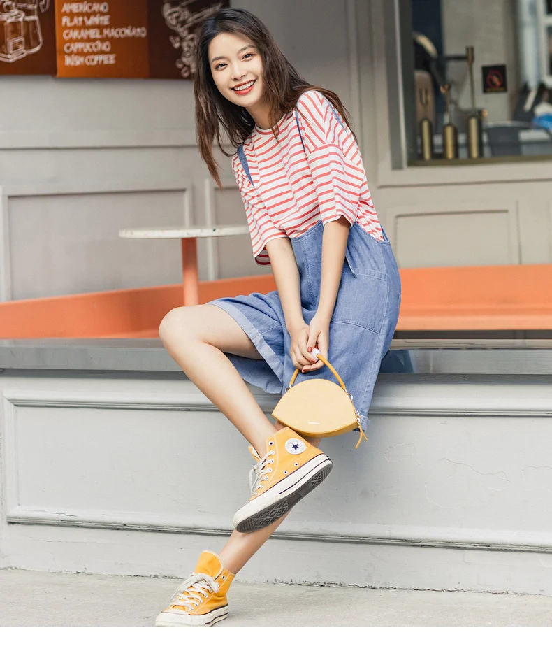 INMAN 2020 Summer New Arrival Pure And Fresh Short Sleeve T-shirt Youth Nifty Energetic Stripe Suspender Trousres Suit