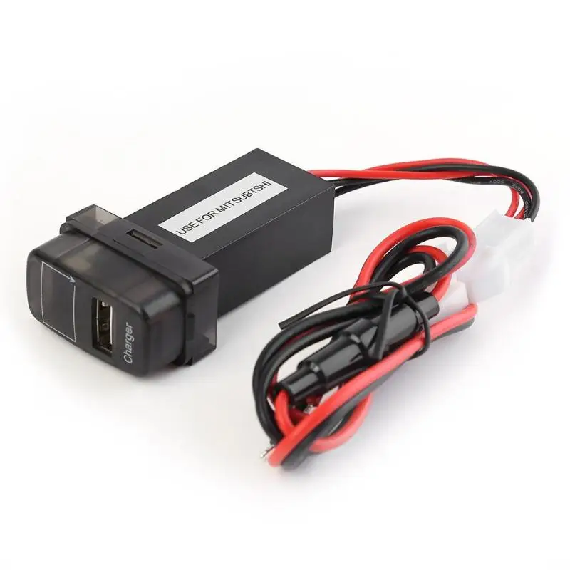 Mitsubishi USB Автомобильные зарядные устройства умелое производство Превосходное качество с синий светодиодный вольтметр 2.1A USB зарядное устройство разъем
