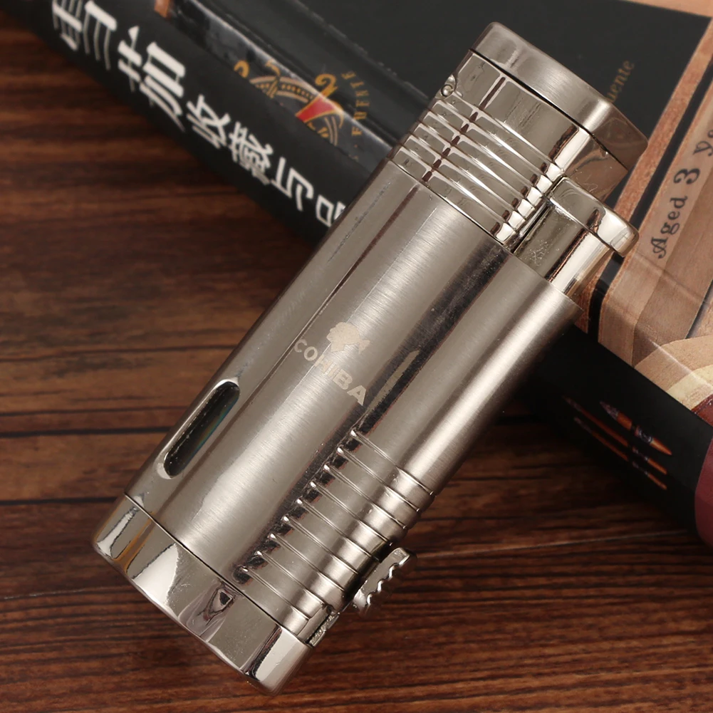 Ветрозащитная 3-струйная Зажигалка COHIBA для сигар карманная портативная зафонарь