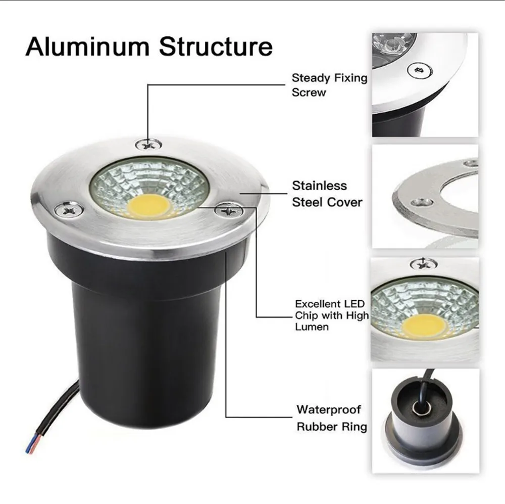 Светодиодный COB подземный светильник 3W/6 Вт/7 Вт/10 Вт светодиодный наружный наземный садовый тропинка пол похороненный светильник для двора ландшафтный светильник 12 В/AC 85-265 в