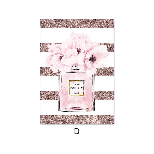 Pink Flower Perfume Fashion Poster Eyelash Lips Makeup Print Canvas Art Painting Wall Picture Modern Girl Room Home Decoration Painting Calligraphy Aliexpress