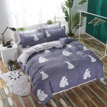 

Cartoon Polar Bear Print Bed Cover Set Kid Boy Duvet Cover Adult Child Bed Sheets And Pillowcases Comforter Bedding Set 61053