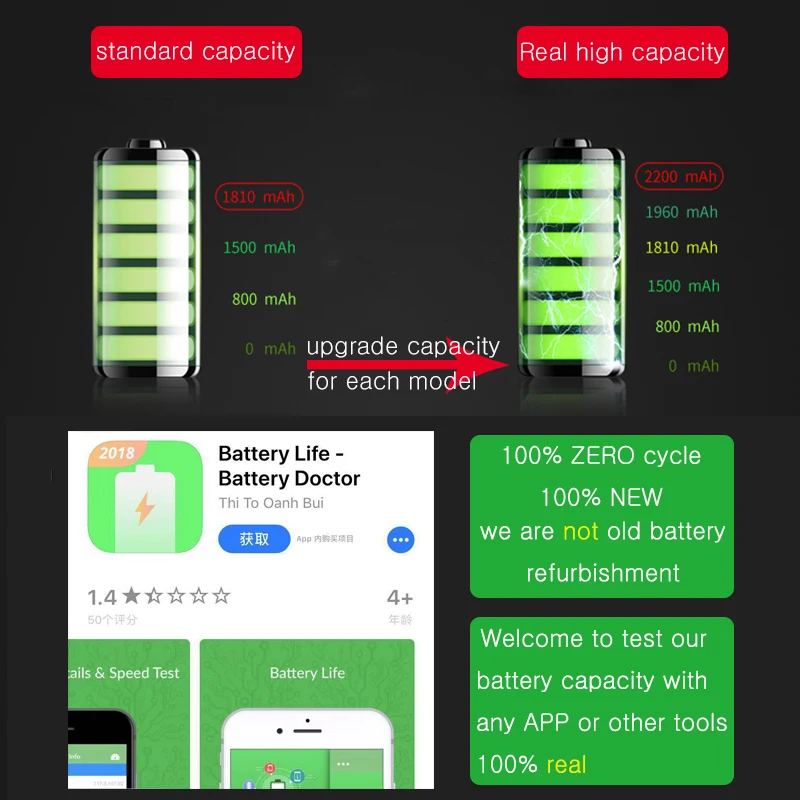 SHANXIAN Сменный аккумулятор для iPhone 5 SE 6 7 8, высококачественный внутренний аккумулятор для мобильного телефона, полимерный литиевый аккумулятор, Бесплатные инструменты