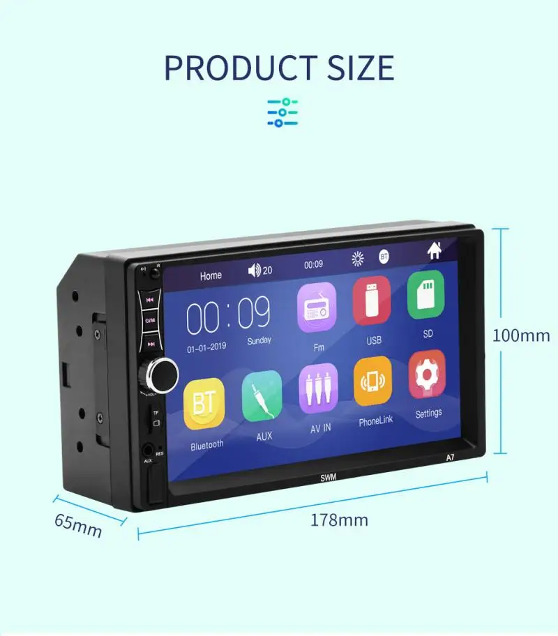 7 дюймов 2 DIN Автомобильный MP5 плеер сенсорный экран Bluetooth MP5 медиаплеер TF FM радио Поддержка для Android и iOS
