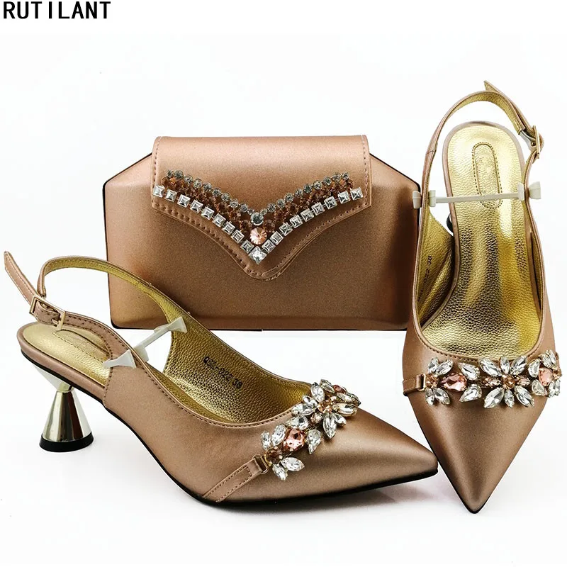 

New Italian Shoes with Matching Bags for Wedding Italy Patent Leather Women Designers High Heels Pumps Nigeria Bag and Shoe Set