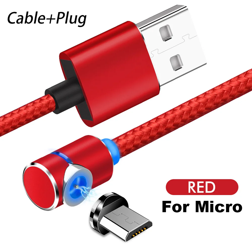 1 м 2 м Магнитный кабель Micro usb type C адаптер зарядное устройство быстрый зарядный кабель для samsung A30 A50 зарядный магнит Android шнур для телефона - Цвет: For Micro Red