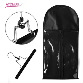 

1pc Black Hair Extensions Wigs Storage Bag with Wig Hanger Dust Proof Protective Wig Storage Holder for Styling Accessories