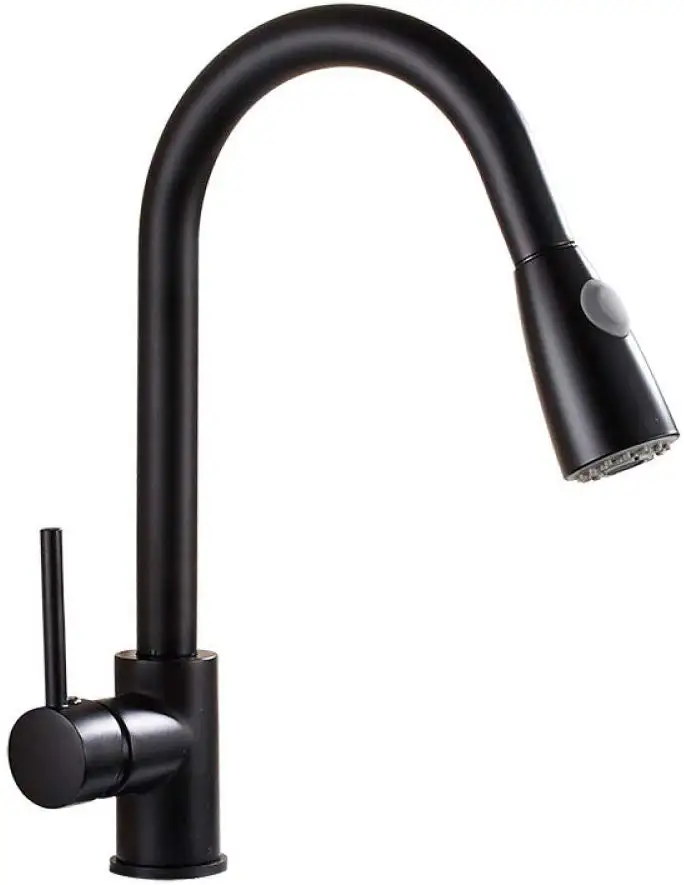 Kitchen Faucets Silver Black Single Handle Pull Out Kitchen Tap Single Hole Handle Swivel 360 Degree Water Mixer Tap Mixer Tap