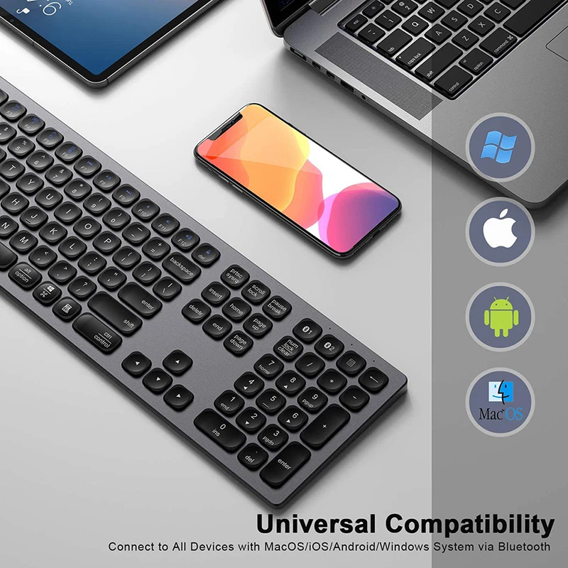 

SeenDa Aluminum Alloy Bluetooth Keyboard for ipad Macbook air Phone Multi-Device Dual-Channel Wireless Keyboard Rechargeable
