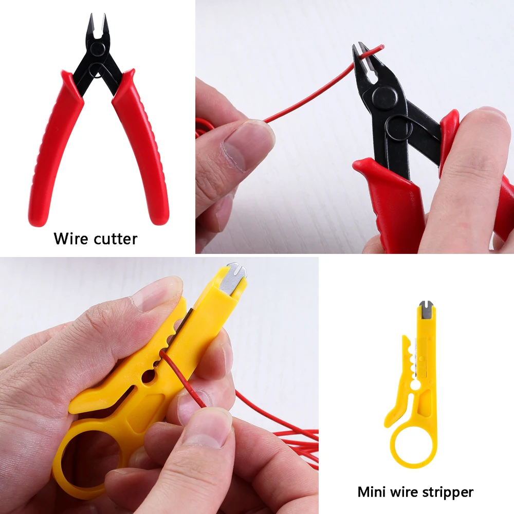 GEYOTAR EU 220V 60W Adjustable Temperature Electric Soldering Iron Kit with Switch Solder Wire Tweezers Soldering Iron Tips