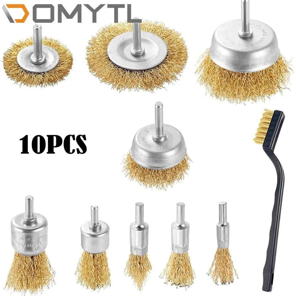 10pcs Set Of Brass Wire Brush Disc Cup Brushes Round For Drill Removing Metal Rust High Quality for Dremel Tools | Инструменты