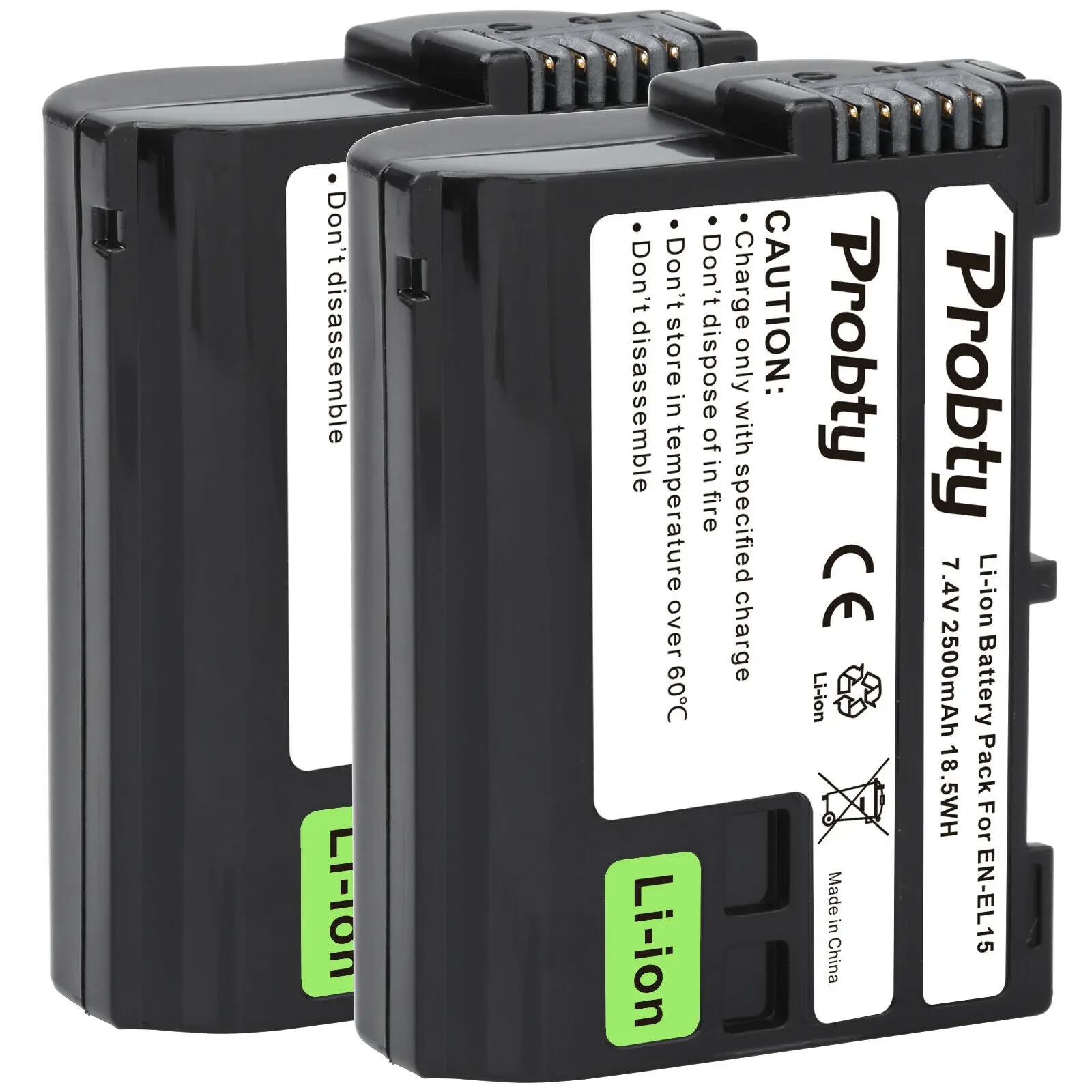 2 Pcs 2500mah Enel15c El15c En El15 Battery For Nikon Z5, Z6, Z6 Ii