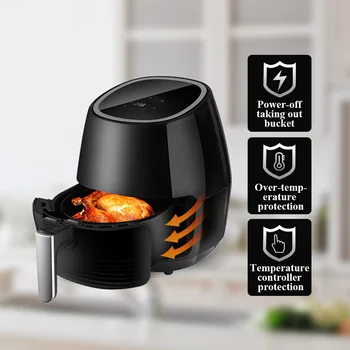

1250W 6.5Qt Smart Touching LCD Digital Air Fryer Health Fryer Cooker Pizza Multifunction Smart Airfryer for French fries Chicken
