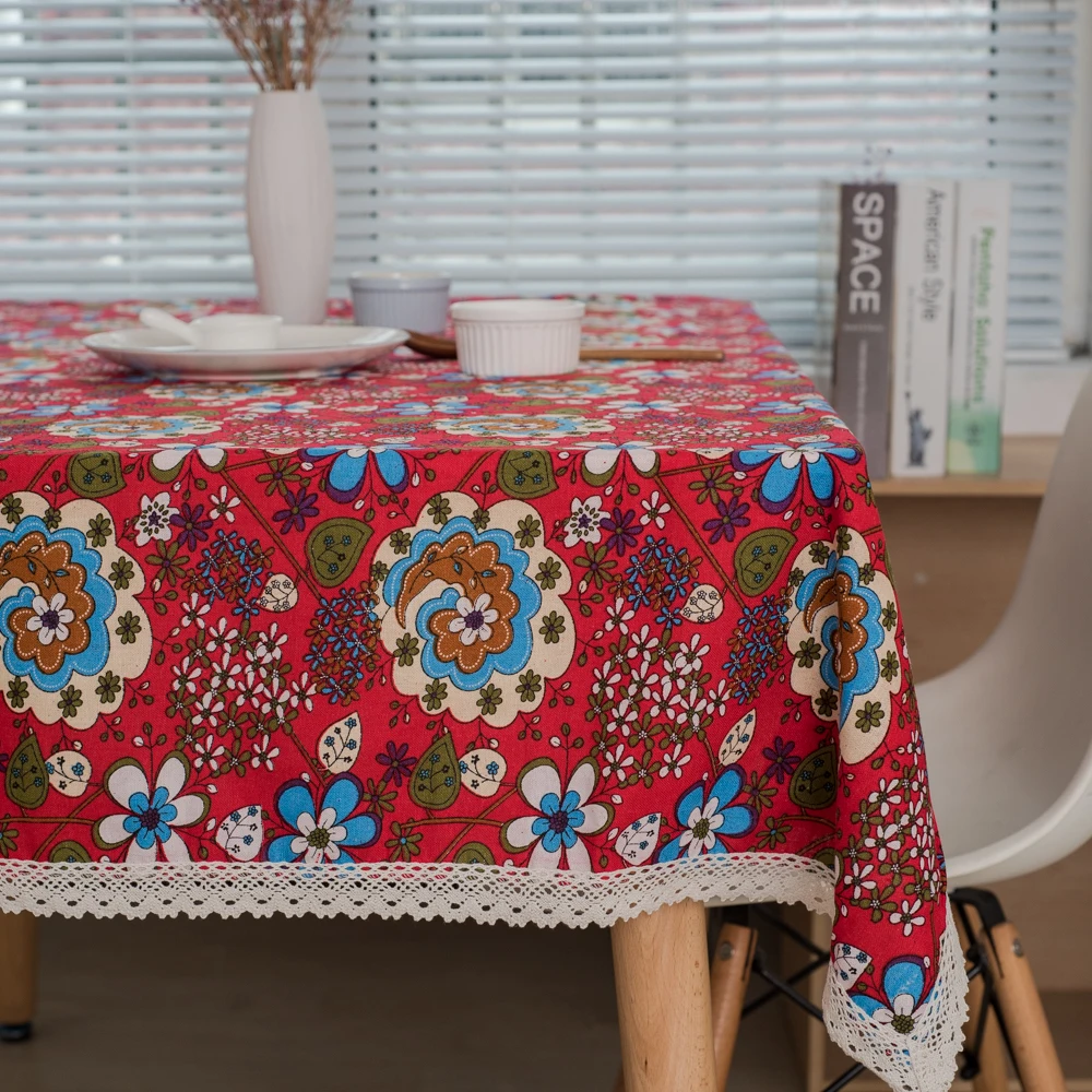Скатерть прямоугольная для стола толстая Пылезащитная красная скатерть с