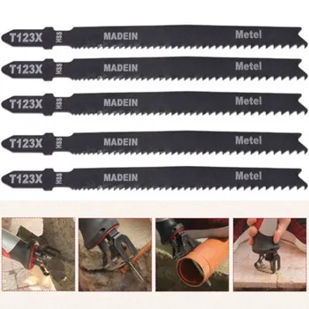 

5pcs Set 4 HCS T-Shank Jigsaw Blades T123X For Bosch Tools Metal Cutting Part