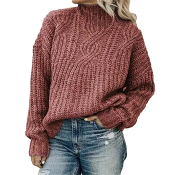 

Women Ladies Turtleneck Sweater Knitted Pullover Tops Warm for Winter Outdoor -MX8