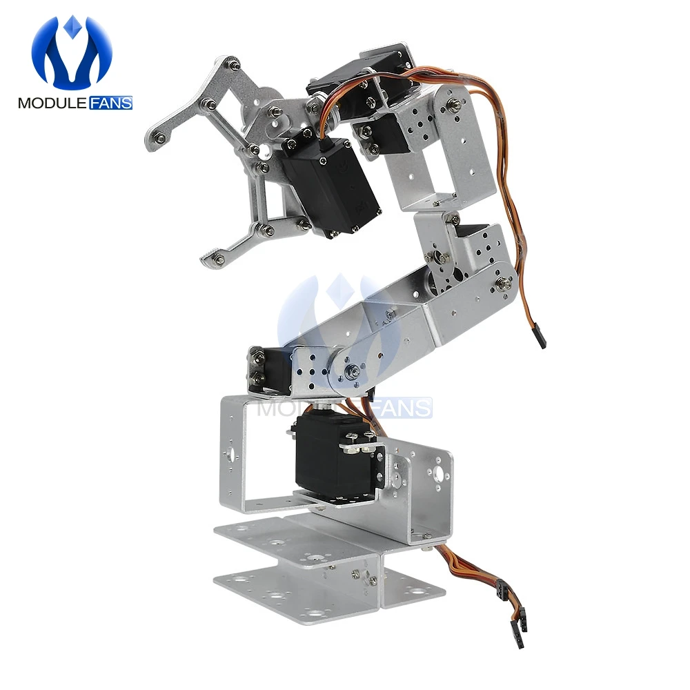 

Silver/Black Manipulator ROT3U 6DOF Aluminium Robot Arm Mechanical Robotic Clamp Claw for Arduino