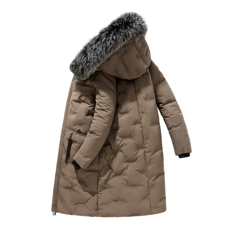 New men's Korean thickening long slim big fur collar brand trend coat men's warm coat fashion down jackets High quality ripening