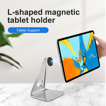 

360 Rotation Metal L-shaped Magnetic Tablet holder Tabletand Bracket Universal Desktop Stand for iPad Pro 12.9 2020 for Surface