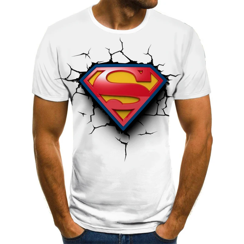 

2019 summer new men T-shirts Superman shield 3D digital printing Tshirts men casual Harajuku short-sleeved round neck Tee shirts