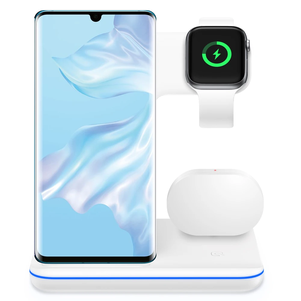 Беспроводная зарядная док станция Qi для Apple Watch 5 4 3 2 TWS 15 Вт Держатель быстрой