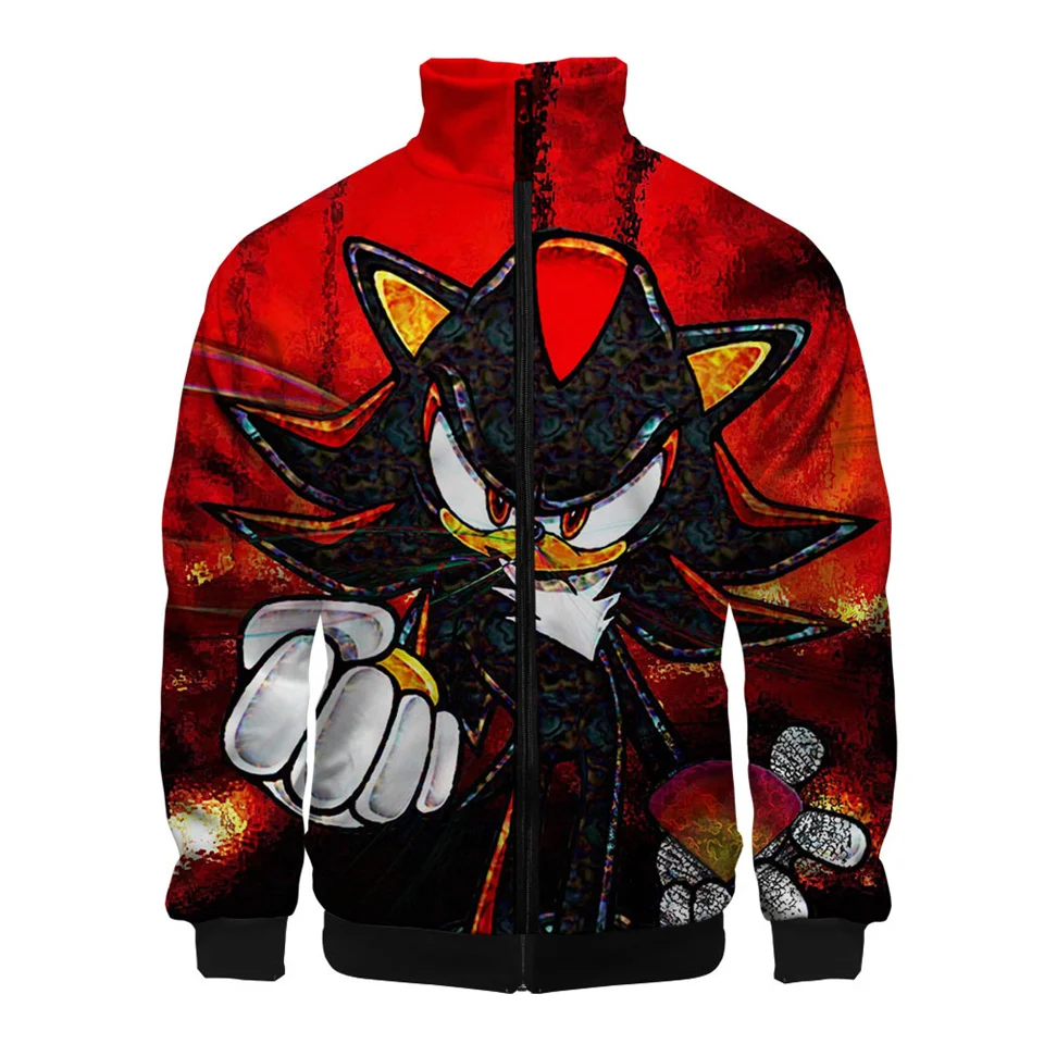 mens puffer jacket Anime Super Sonic Fashion 3D Stand Collar Hoodies Men Women Zipper Hoodie Casual Long Sleeve Jacket Coat Clothes leather jacket for men