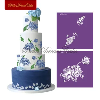 

Lily Leaves Flower Lace Mesh Stencils Cake Stencil Fondant Cake Mold Sugarcraft Wedding Cake Mould Cake Decorating Tool Bakeware