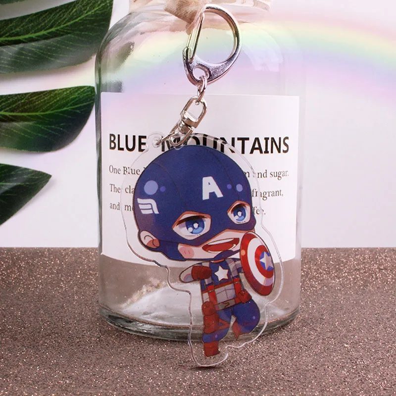 

Marvel Captain America Iron Man Spider Man Wonder Women Key Ring Cartoon Figure Acrylic Pendent KeyChain Bag Jewelry