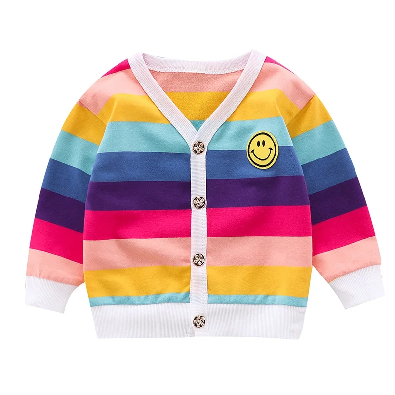 

Children Kids Sweatshirt Autumn Baby Boy Girl Cardigan Striped Print Knitted Cotton Casual Outerwear Clothes