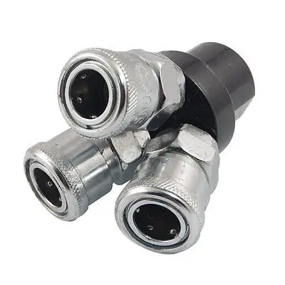 

1/2" Thread 3 Way Quick Connector Coupling Air Hose Coupler Joint