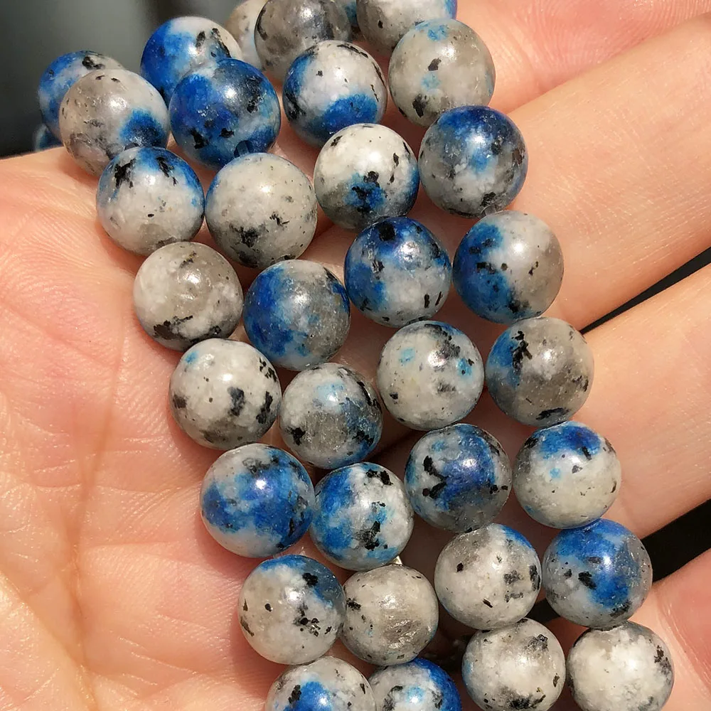 Natural White Spot Jaspers Gem Stone Beads Round Loose Spacer For Jewelry Making DIY Bracelet 15''Strand/Inches 8mm/10mm | Украшения