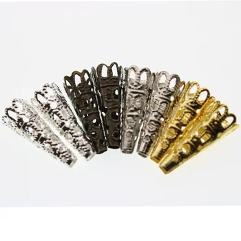 

50pcs/lot 23 x7mm Alloy Caps Bead Hollow Out Flower Bugle Filigree Bead End Cap Cone Jewelry Making Components finder