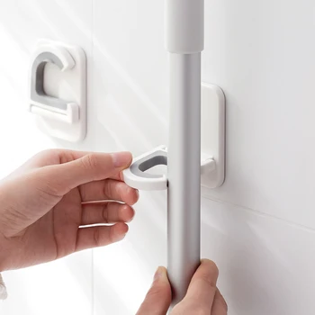

Bathroom Door Wall Mounted Hooks Simple Kitchen Office Toilet Hole Free Hooks Strong Adhesive Mop Hook Broom Hanger